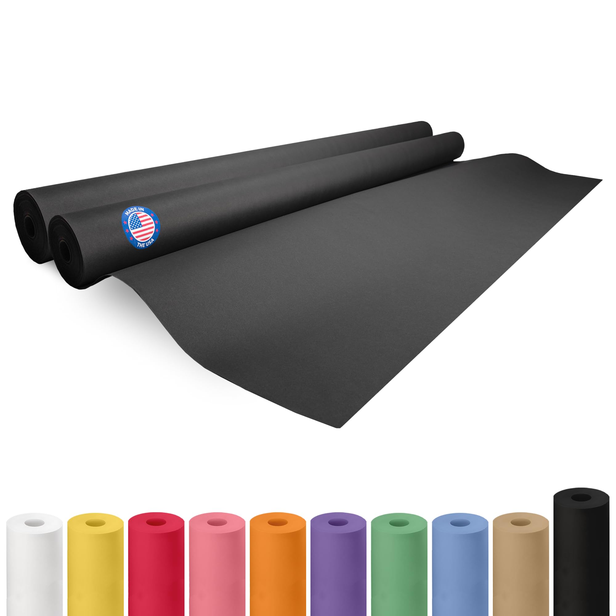 Lot de 2 rouleaux de papier kraft noir de 121,9 cm x 3048 cm (30,5 m) – Fabriqué aux États-Unis – 22,7 kg d'épaisseur pour emballage, expédition, travaux manuels et arts – 100 % recyclable IDL