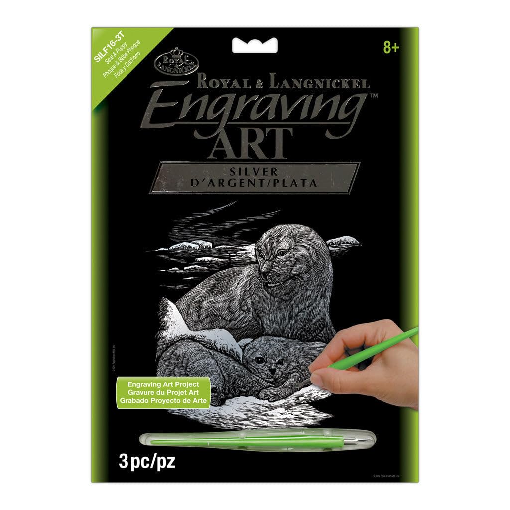 Royal and Langnickel Silver Engraving Art, Seal and Puppy