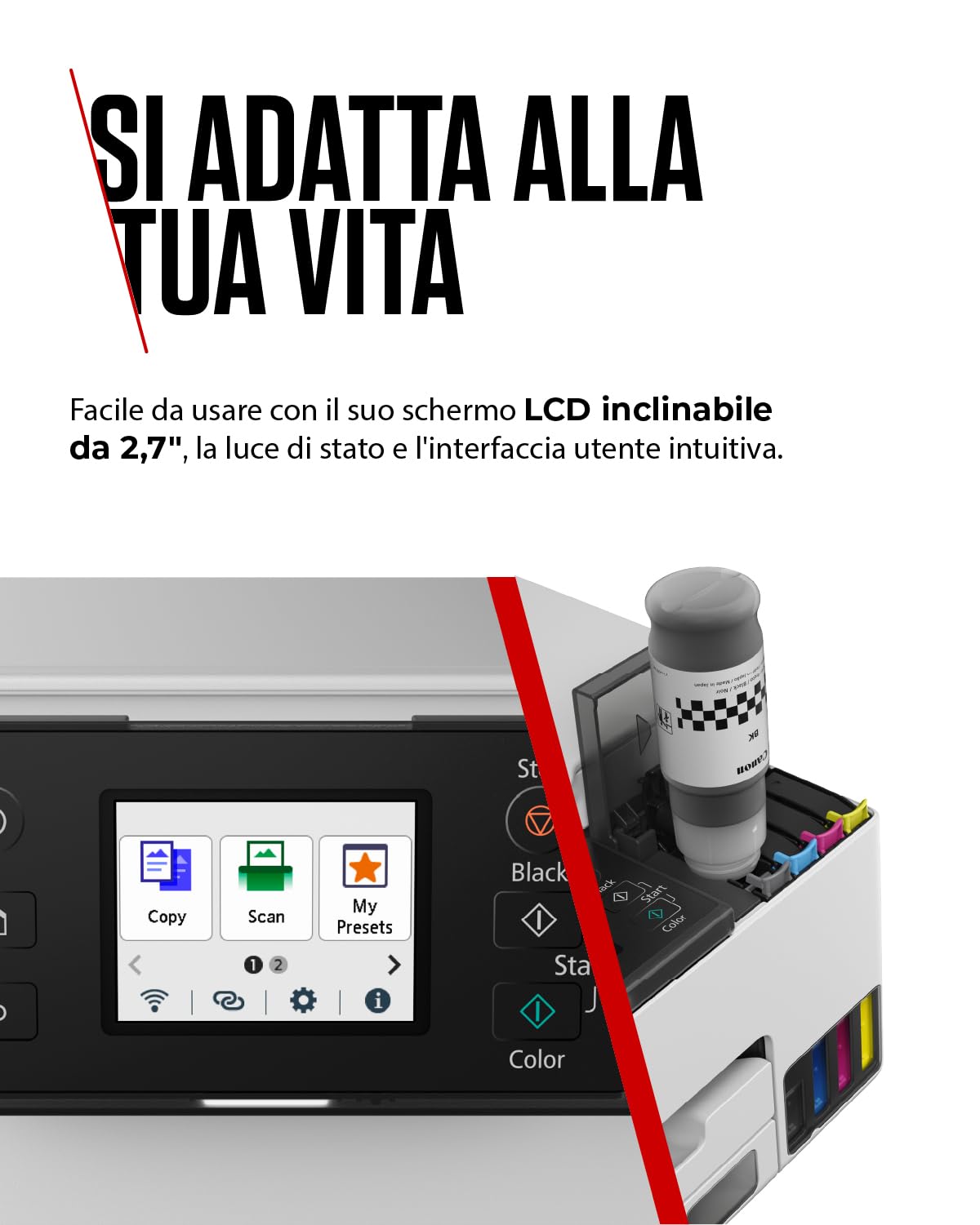 Canon Stampante WiFi per Casa e Ufficio MAXIFY GX1051 - Stampante Multifunzione MegaTank con Scanner e Fotocopiatrice per Casa | Connettività WiFi, Ethernet e USB | Include 6 flaconi di inchiostro