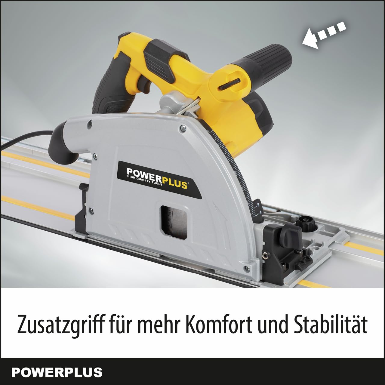 Powerplus Elektro-Tauchsäge POWX0562-1200W Elektrowerkzeug, Ø165mm - Seitenführung - elektrische Säge mit seitlicher Führungsschiene - Werkzeug Set für Zuhause