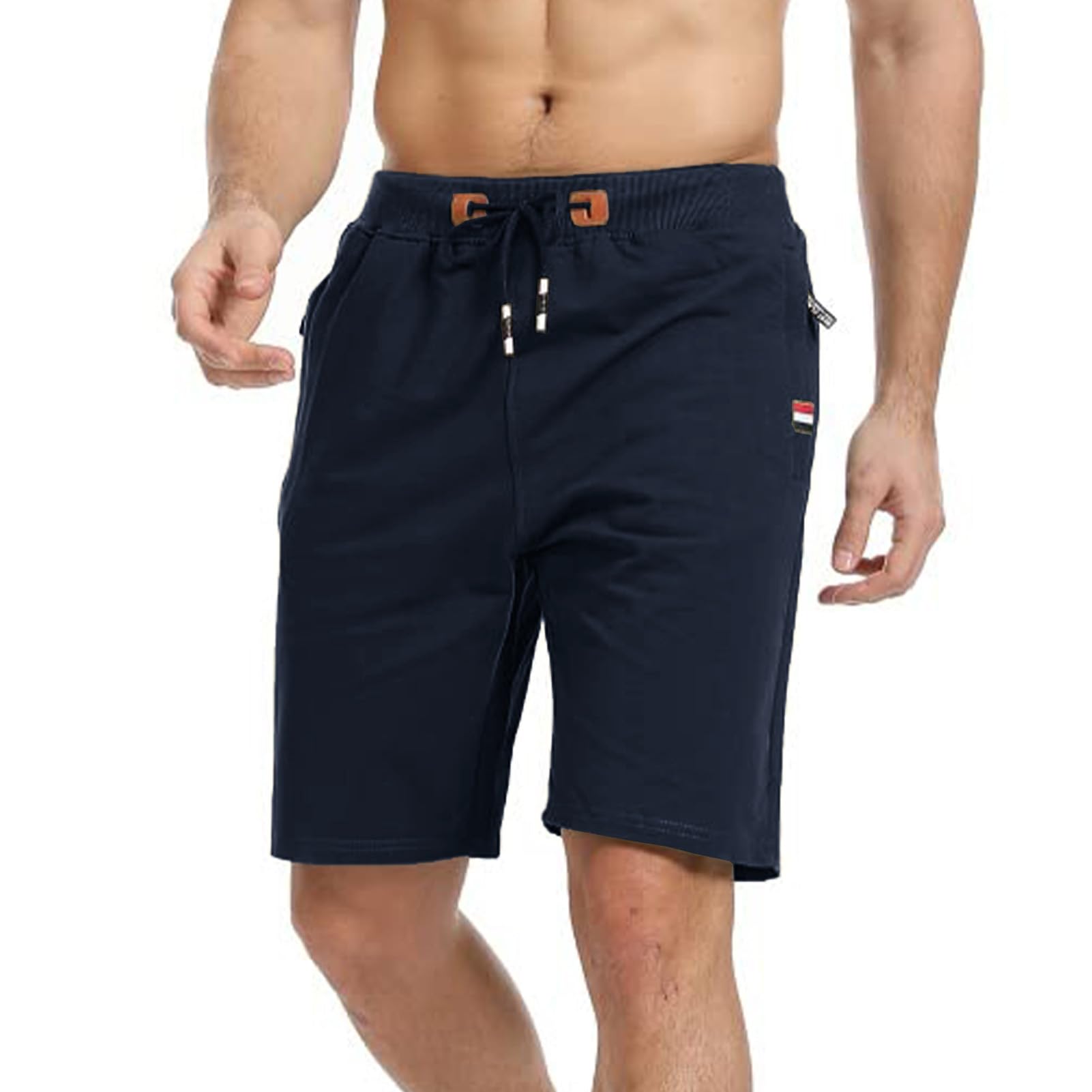 JFAN Short Homme éTé Casual Short Sport Bermudas avec Cordon et Poches à Zippées Pantalon Court