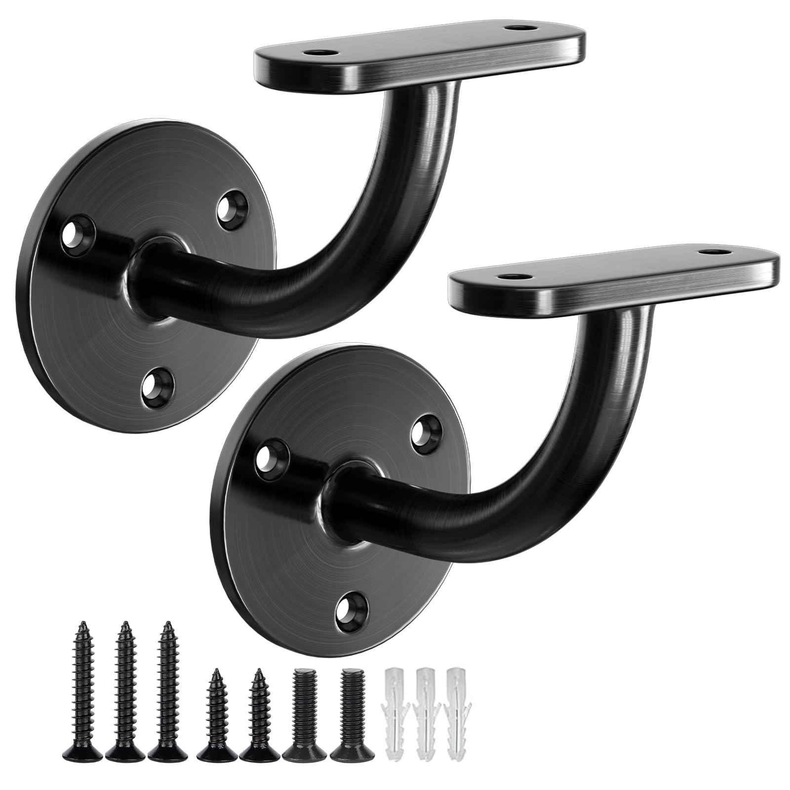 2 Pack Black Stainless Steel Handrail Brackets