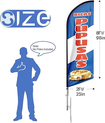 Miniatura 2 de Ricas Pupusas - Bandera publicitaria de Swooper, bandera de plumas de Ricas Pupusas, cartel publicitario de plumas para negocios de Ricas Pupusas, 8