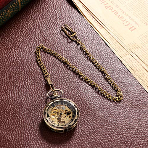 NICERIO Relógio de Bolso – Relógio Masculino de Aço Inoxidável Quartzo com Corrente Vintage de Bolso