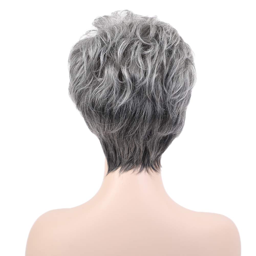 Perruque Courte Grise Pour Femmes - Modèle FLORENCE 51, Synthétique, Raide, Bonnet Large