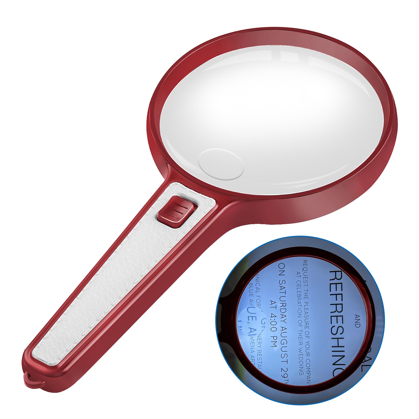 NZQXJXZMagnifying Glass Lens With Light, Handheld Large Magnifier 10X Magnification with LEDs for Reading Small Prints, Book, Low Vision, Read Easily at Night