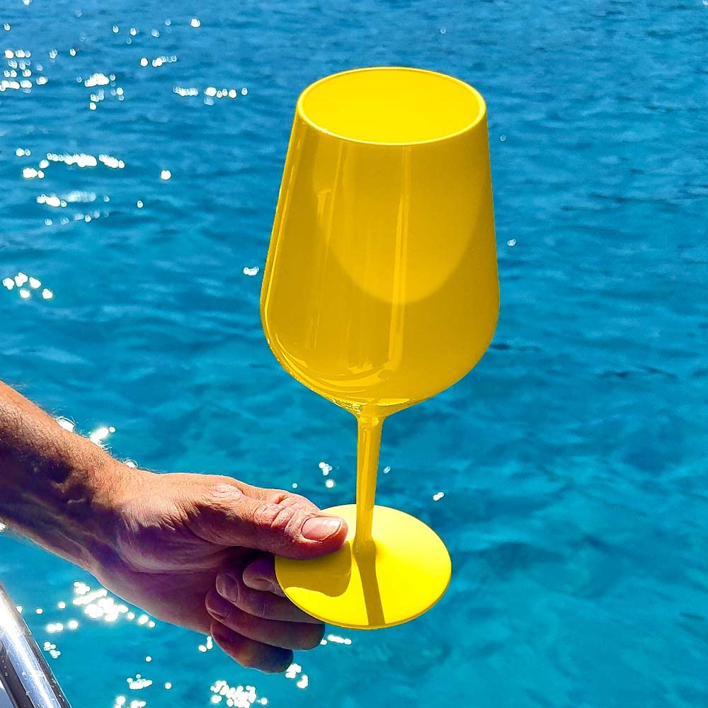 Bicchieri da vino in plastica infrangibile - Calici da champagne - Giallo - 47 cl