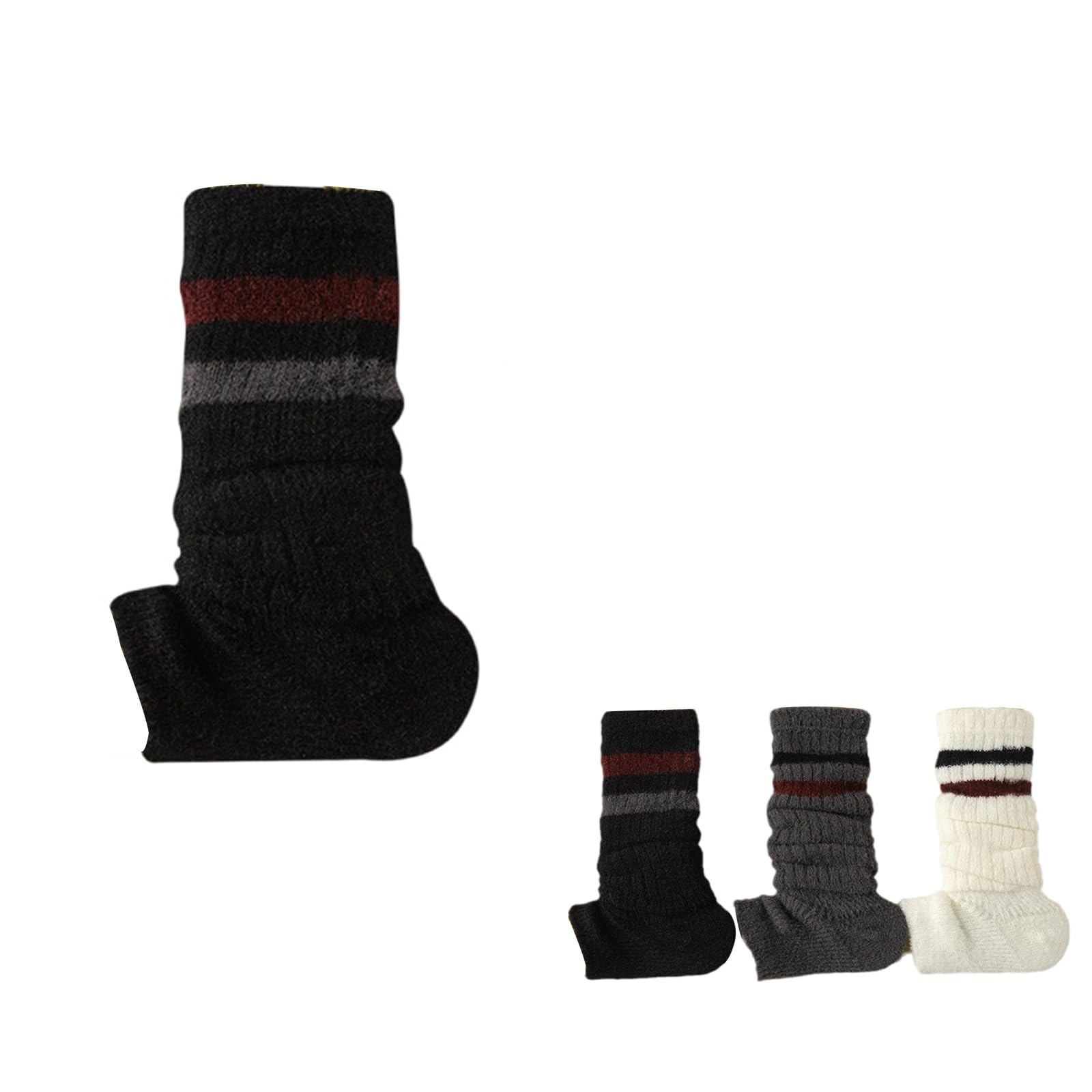 Jambières chaudes pour femmes tricot style preppy lot de 20 chaussettes de bottes noir