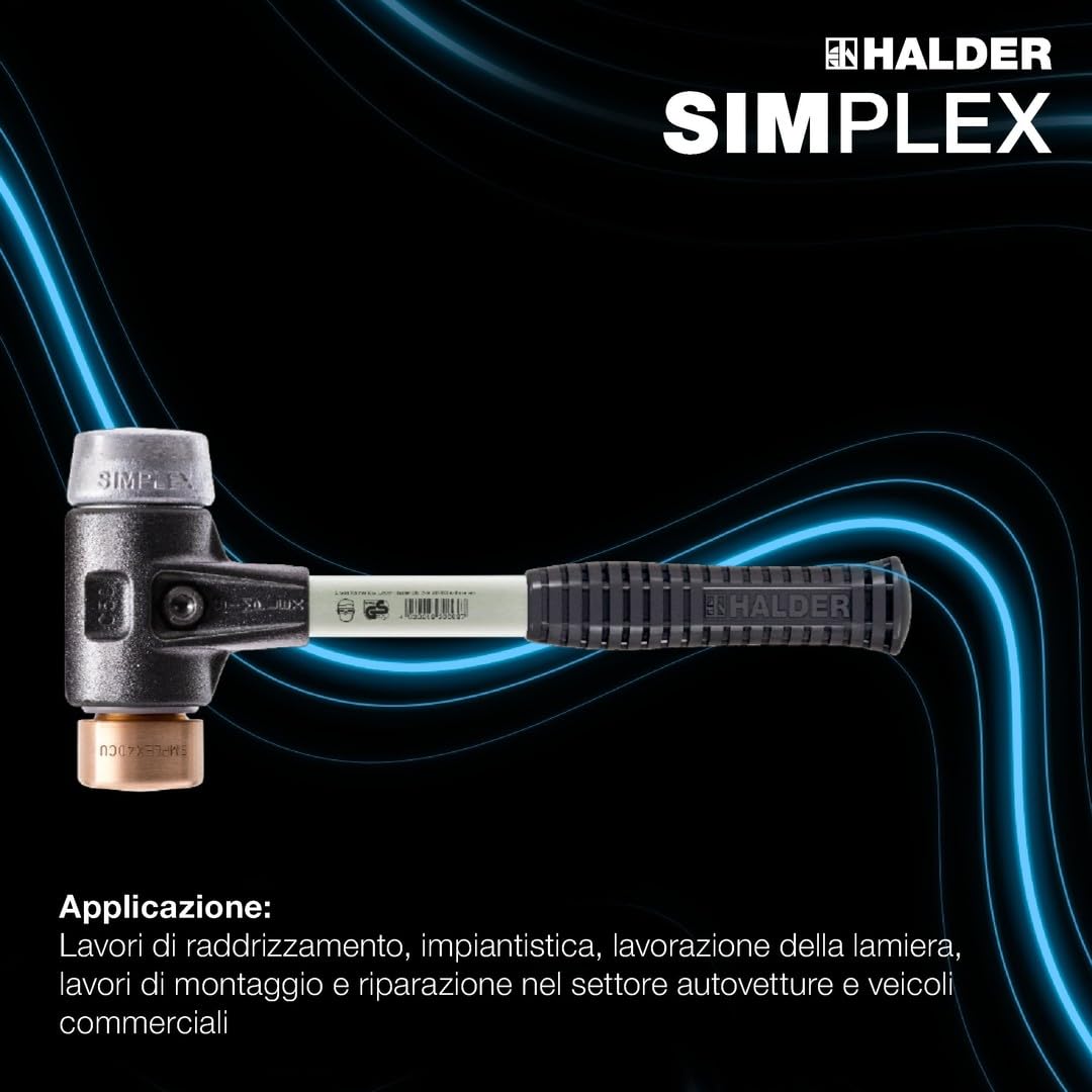 HALDER - Scatola d'azione per auto, martello delicato SIMPLEX D40, rame/metallo morbido + foratura | 3749s001