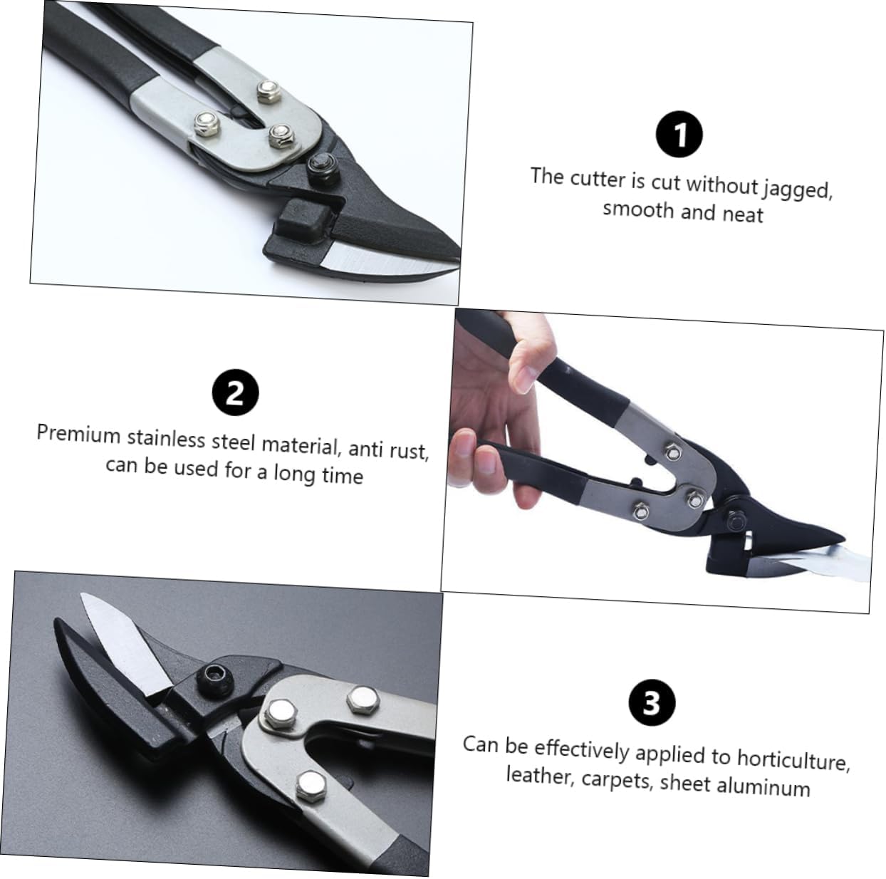 High Frequency Heat Treated Tin Snips Industrial Iron Shears Sharp Cutting Anti-skid Comfortable Handle