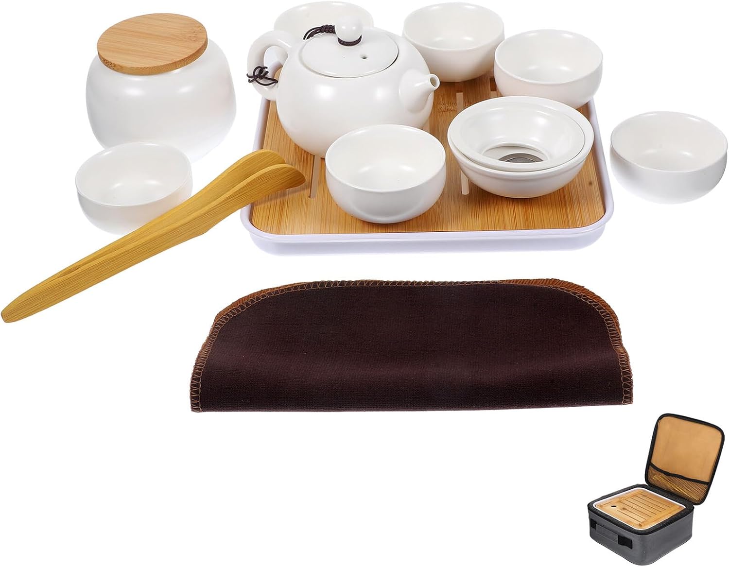 Portable Ceramic Tea Set for Drinking Tea 12pcs Chinese Kung Fu Teapot and Cups Kit Heat-resistant Porcelain for Outdoor and Home Use