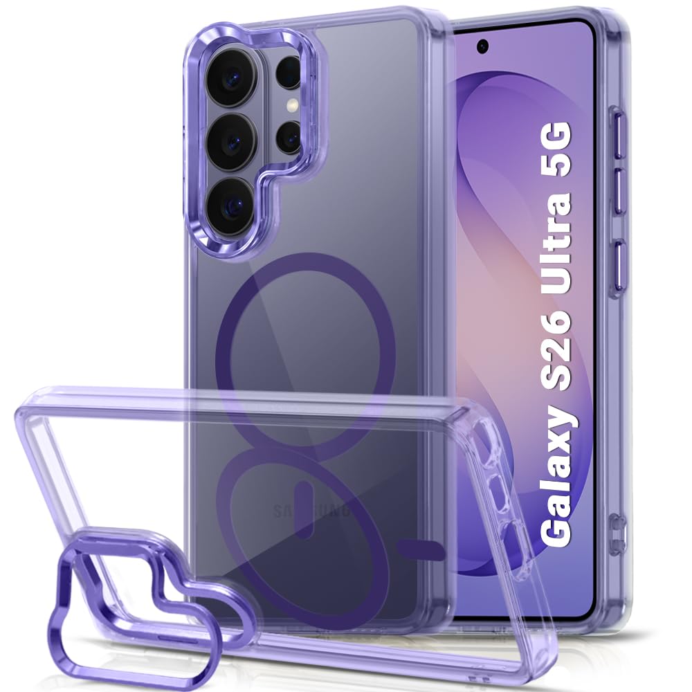 TheGiftKart for Samsung S26 Ultra Case | Shockproof Hard Back Cover | Built-in Stand | Hybrid Shockproof Galaxy S26 Ultra Cover (PC & TPU, Matte Frosted Back, MagSafe Compatible, Translucent Violet) — Amazon image 9