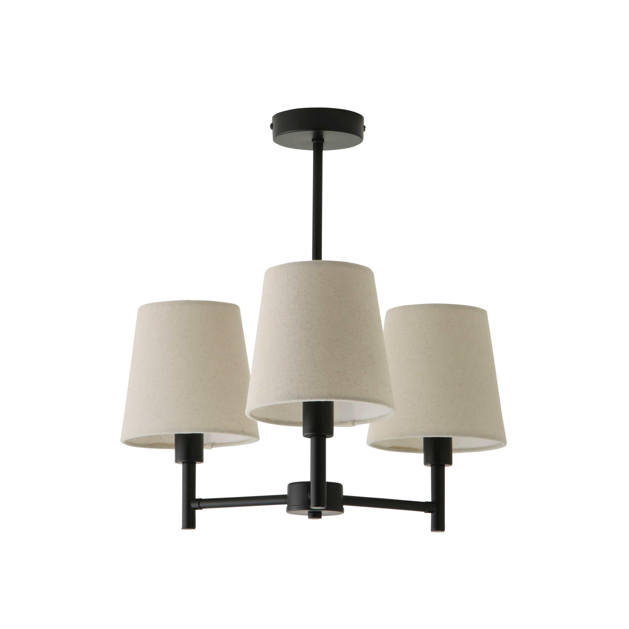 Valuelights Black Kincaid 3 Arm Tapered Shade Chandelier Style Ceiling Light In