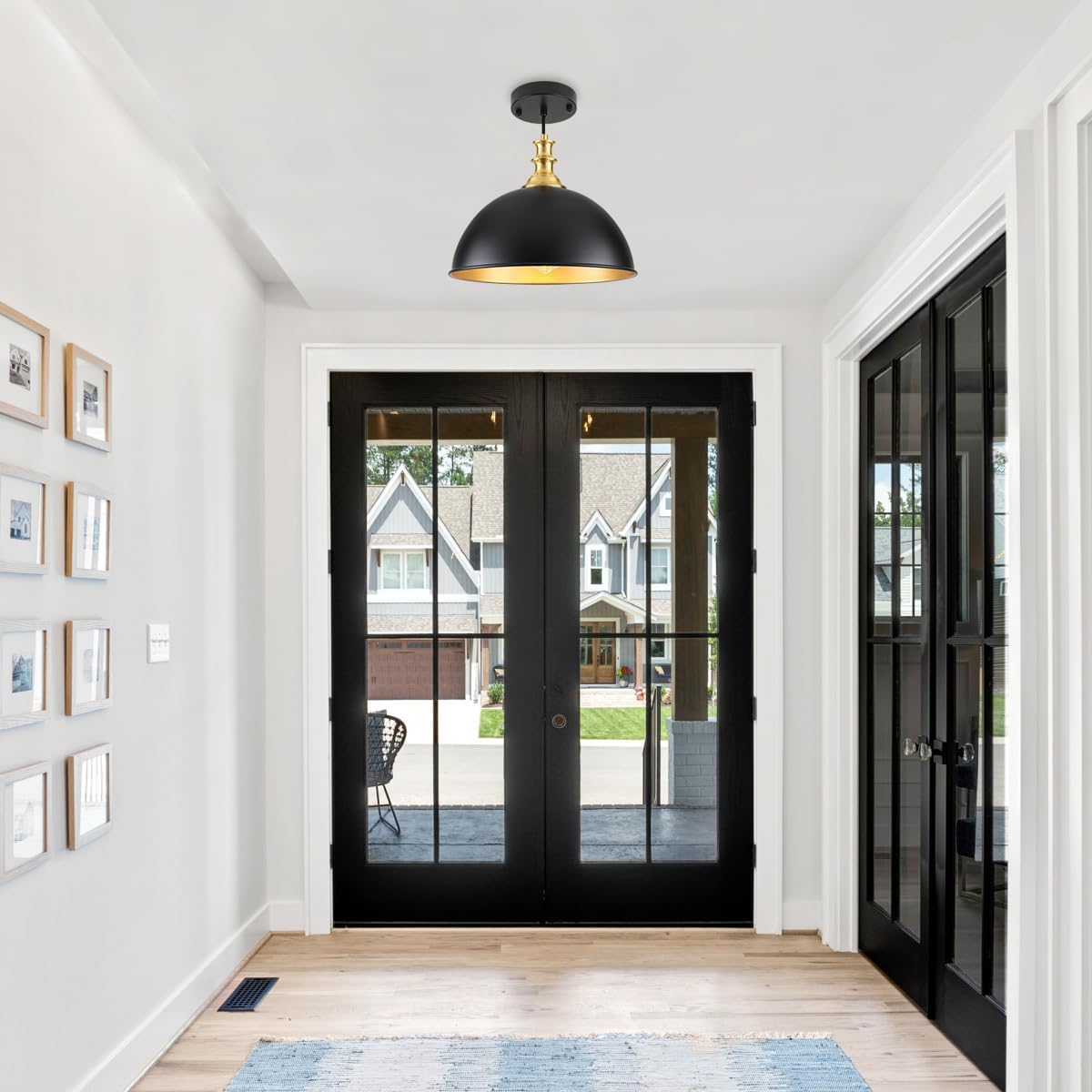 TOULMJ Black Pendant Lights Kitchen Island 2 Pack Farmhouse Pendant Lighting Over Island Adjustable Hanging Hallway Light Fixtures Vintage Dome Chandelier for Hallway Dining Room Foyer Bedroom