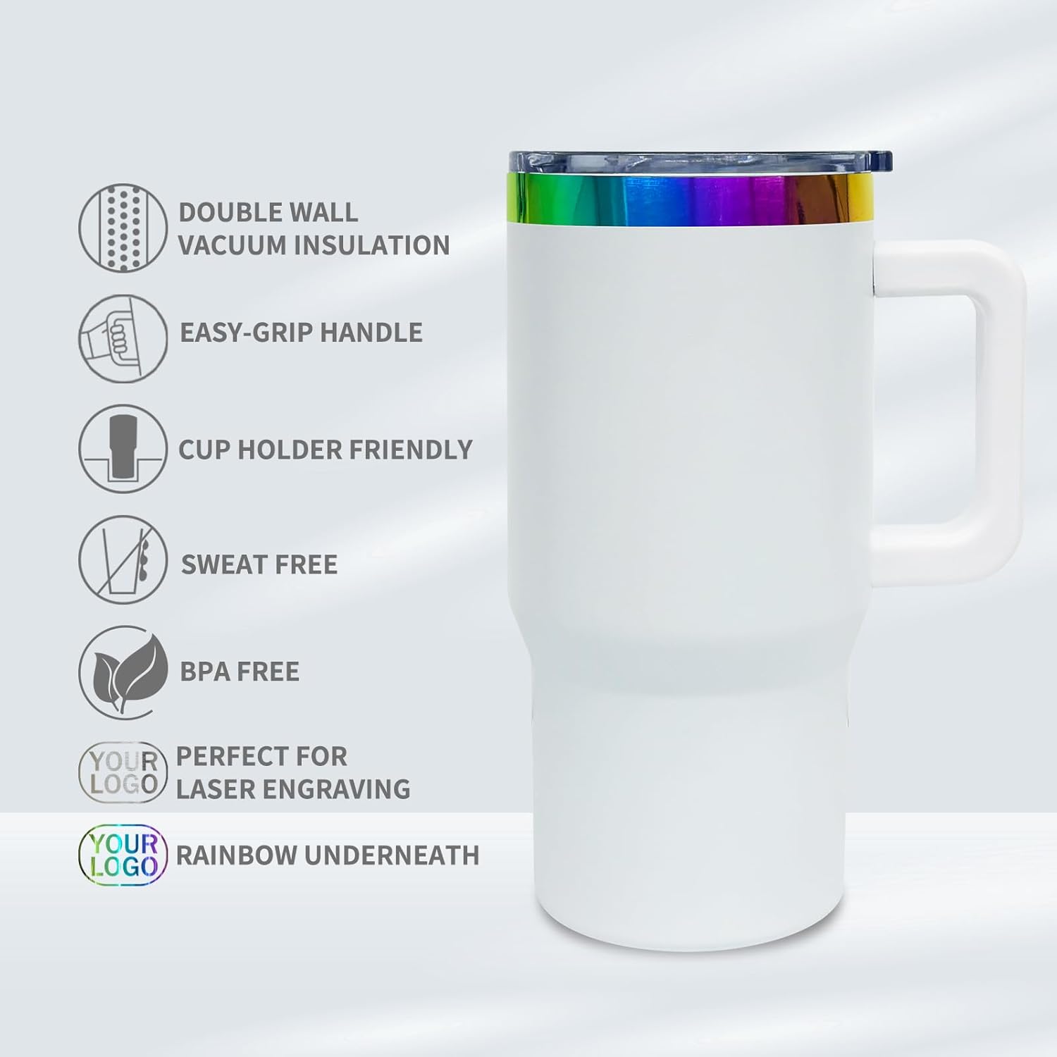 20 oz Tumbler with Handle Double Wall Insulated Tavel coffee Mug for Iced or hot drinks (White, 12 pack)