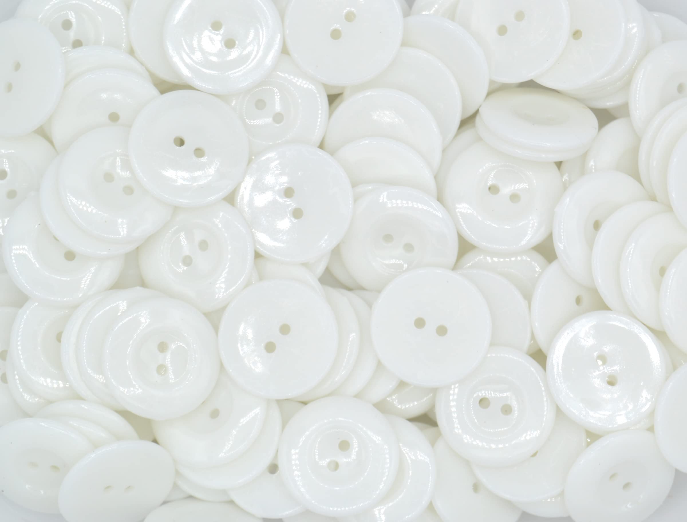 celloexpress Acrylic Buttons for Costumes and Children's Craft Projects - (White - Shirt Button 2 Hole 25mm, Pack of 100) — image 1