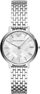 ساعة بحركة كوارتز وعرض أنالوج وسوار فولاذ مقاوم للصدأ فضي اللون للنساء من امبوريو، موديل AR11112