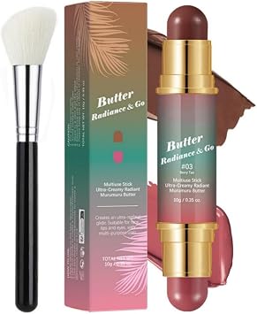 MULTI-PURPOSE DUAL END BEAUTY STICK KIT - Lightweight, Travel Convenient Makeup Kit for Eyes, Lips, and Cheek | Creamy Blendable Formula, 4 Assorted Colors, Vegan & Additive-Free #03, 1PC