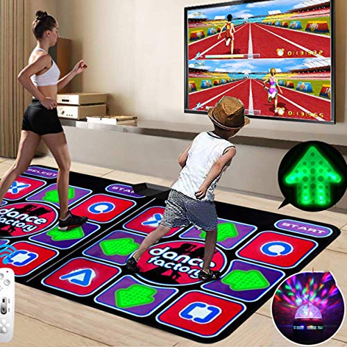 Double Dance Mat, Dance Machine TV Interface LED 3D Running Blanket Yoga Game