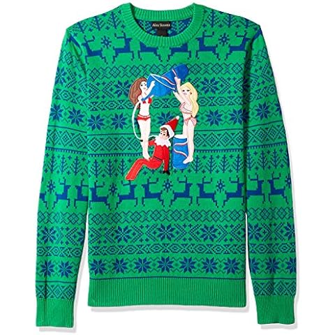 Alex Stevens Men's Drunk Elf Ugly Christmas Sweater, Green, Small Cover