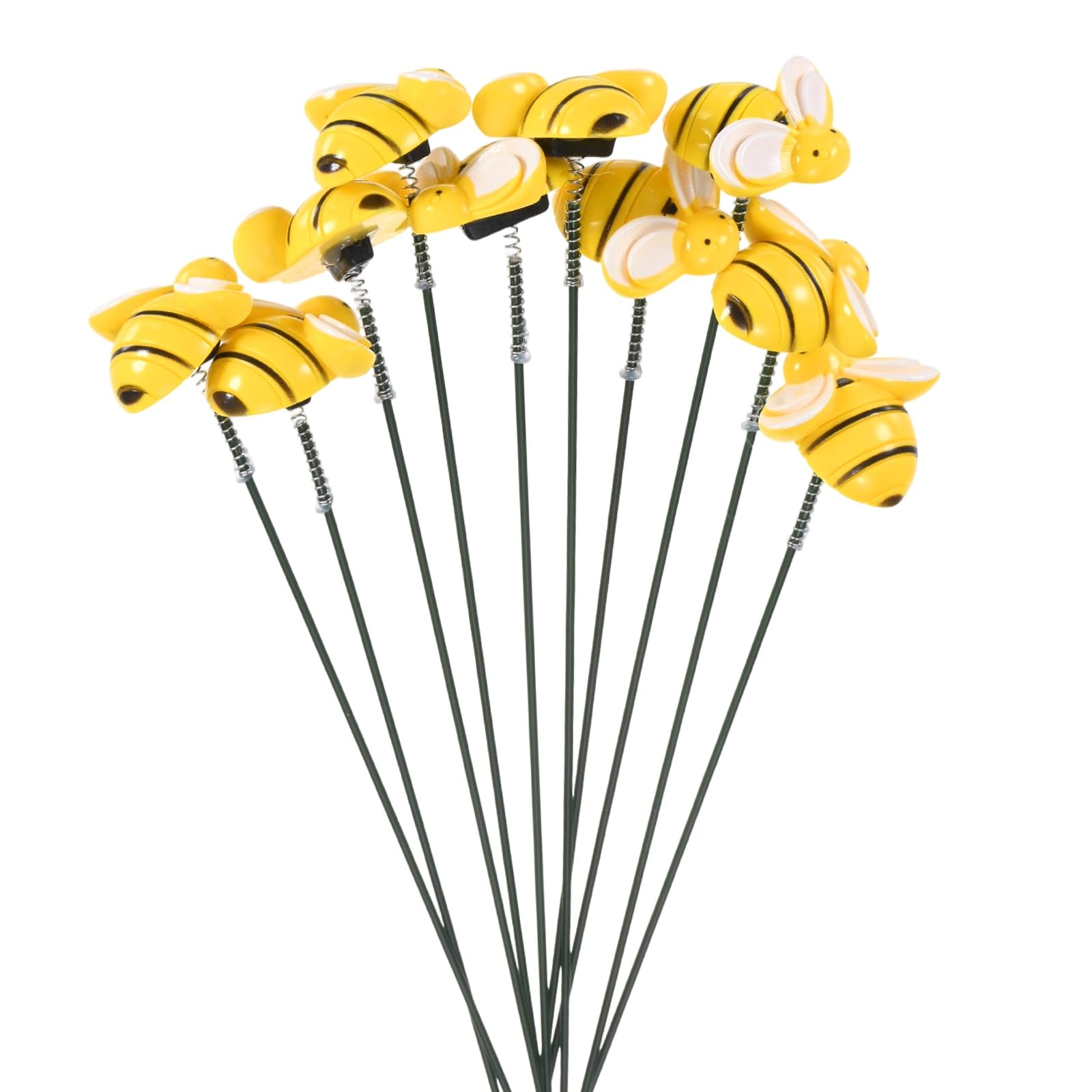 M METERXITY 10 Pack Bee Garden Decor Stakes, 11.8'' Waterproof Metal Garden Stakes Decorative for Indoor/Outdoor/Lawns/Flower Pots/Beds/Bouquets/Patios/Terraces/Home Decor [Yellow]