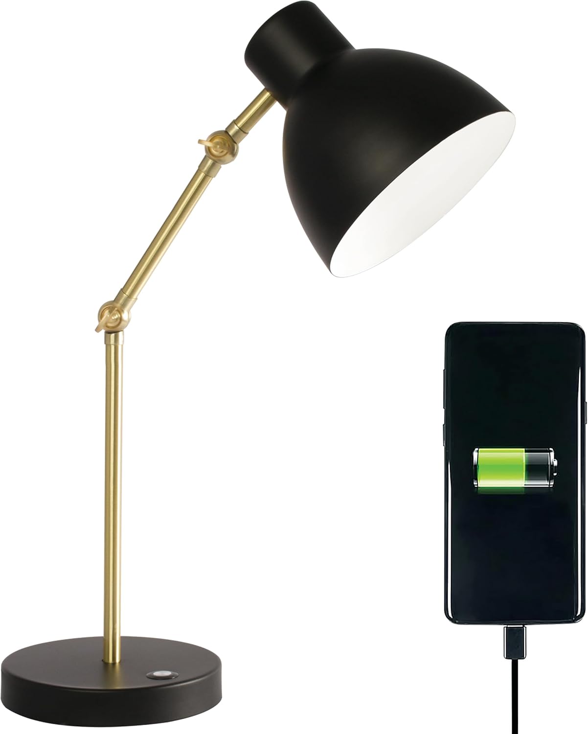 OttLite Adapt - Lámpara LED de escritorio con puerto USB, oficina, dormitorio, manualidades, lectura