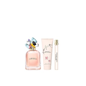 Marc Jacobs Perfect Eau de Parfum 3-Piece Gift Set ($229 value) -EDP 3.3oz, Body Lotion 2.5oz, Travel Spray 0.33 oz With Notes of Rhubarb, Daffodil - Floral Women's Perfume