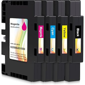 SG500 SG1000 Sublimation Ink Compatible for Sawgrass SG500 SG1000 Sublimation Printers Pack of 4 1 Black 1 Cyan 1 Magenta 1 Yellow