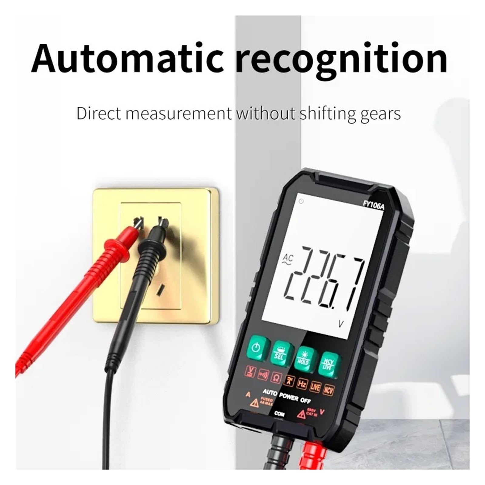 FY106A/B Multimetr Cyfrowy Ekran LCD AC Napięcie Prądu Stałego Tester Prądu Pojemność Ohm Dioda NCV Częstotliwość Kontrola Przewodu Pod Napięciem(FY106B)