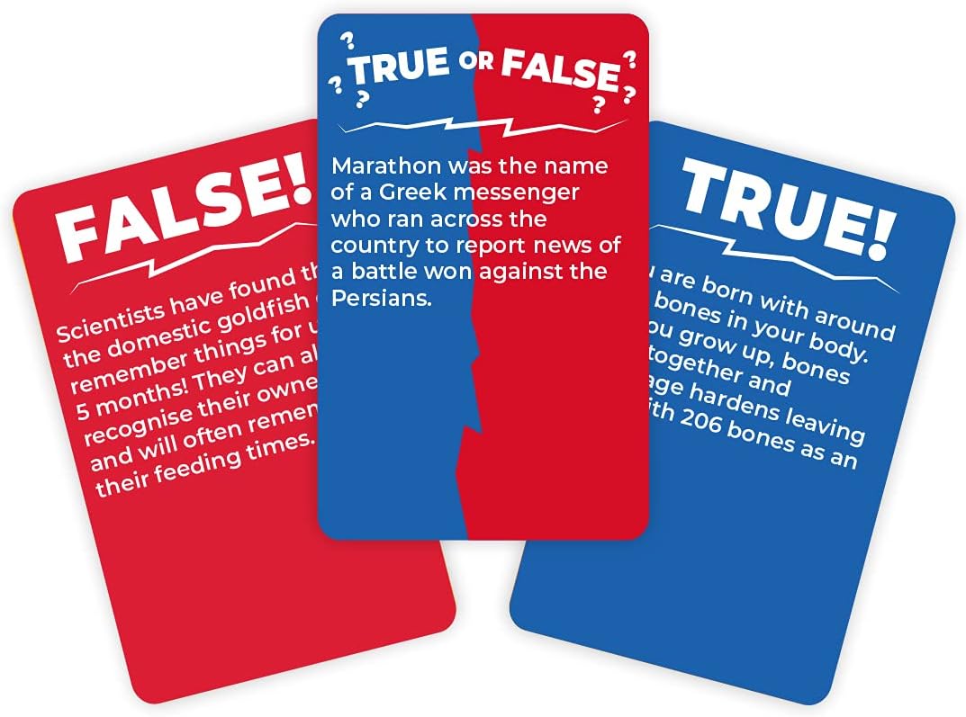 Gift Republic True or False Trivia 100 Question Card Game. Easy Game Play for 2+ Players. Ideal for Parties, Game Nights & Travel. Fun Family & Friends Game