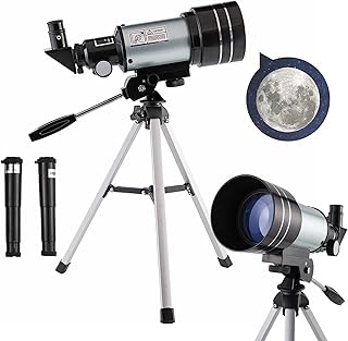 Telescope for Adults, 70Mm Aperture 300Mm Focal Length Astronomical Refractor Telescope for Kids and Beginners, Professional Travel Telescope with 2 Eyepieces Adjustable Stainless Steel Tripod