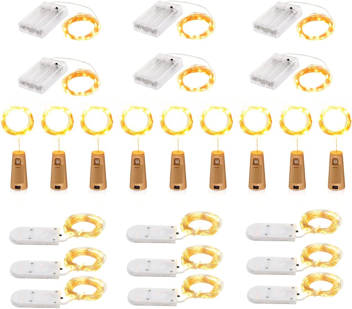 24 Pack Fairy Lights Battery Operated Led Fairy Lights Waterproof Twinkle Lights for DIY Room Decor Wedding Decorations Sliver Wire Wine Bottle Lights for Party Mason Jars Table Centerpieces Crafts