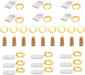 24 Pack Fairy Lights Battery Operated Led Fairy Lights Waterproof Twinkle Lights for DIY Room Decor Wedding Decorations Sliver Wire Wine Bottle Lights for Party Mason Jars Table Centerpieces Crafts