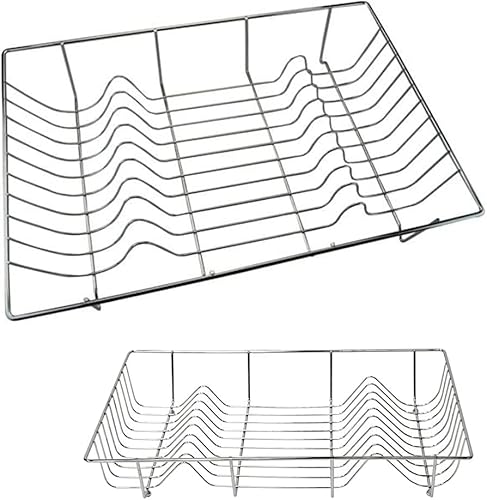 TRENDSETTERS Dish Drying Rack Economy - Heavy Duty Chrome Dish Drainer - Home Kitchen Sink Flat Dish Drying Rack, Storage Rack for Plates, Cups, Bowls, Trays 48 x 33 x 8.9 cm