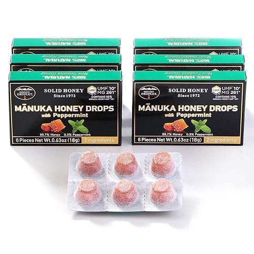 Gota de miel UMF10+ (MG 261+) Gotas de miel de manuka 100% certificadas con menta para pureza y calidad, la primera pastilla de miel sólida del
