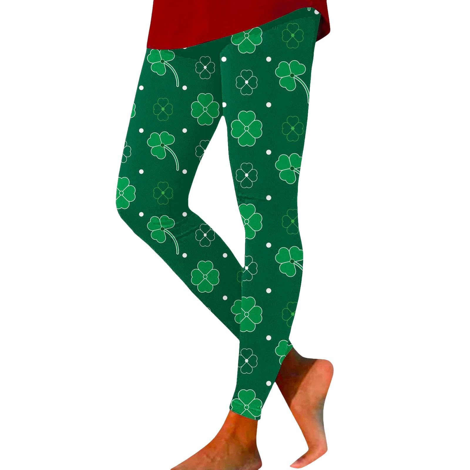 Leggings de San Patricio elásticos que no se bajan con cintura alta verde 6