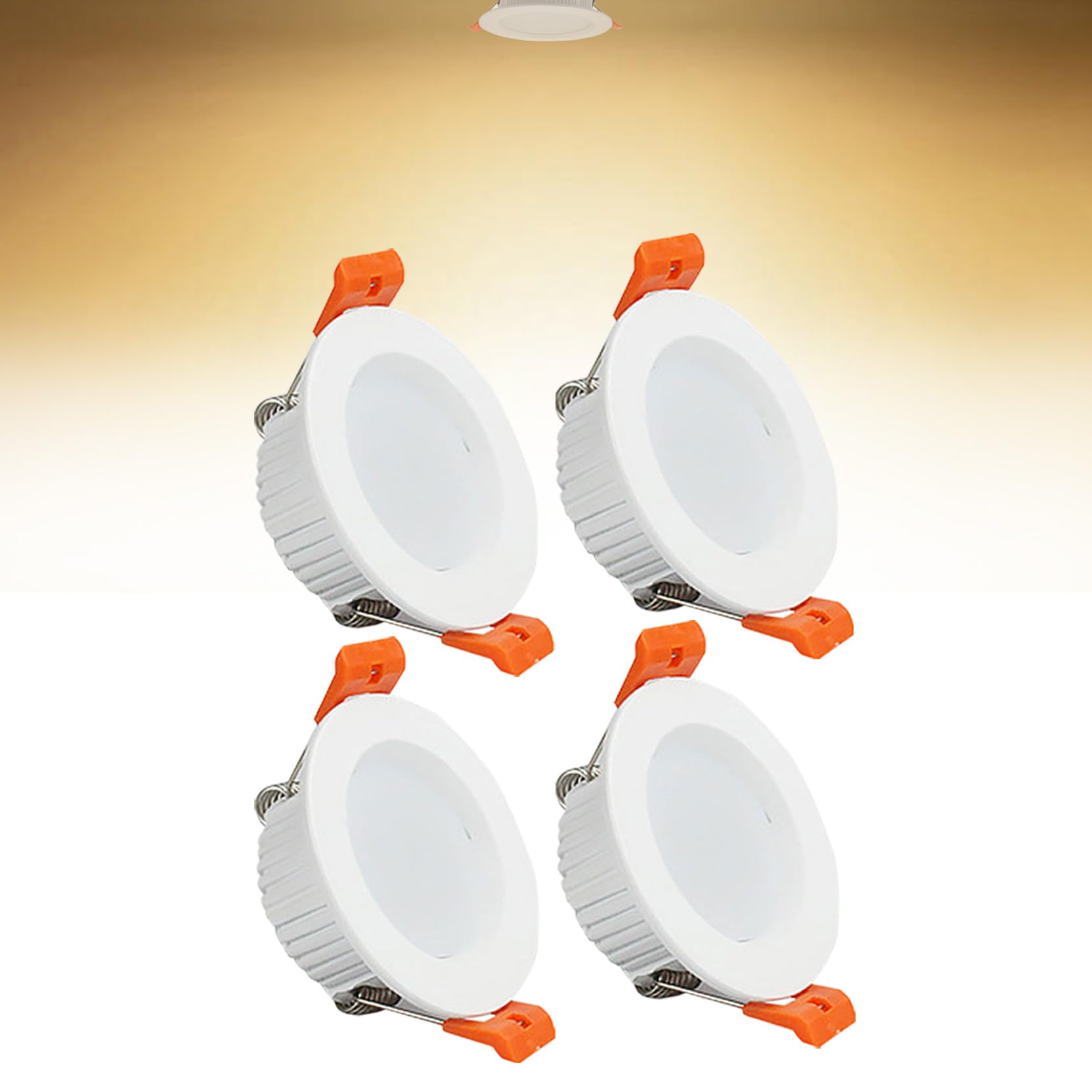 Syibelters 3W LED Recessed Ceiling Spotlights, 3000K Warm White Ultra Slim Panel Light, Cut Φ50-55mm, AC110-240V Round Downlights for Living Room Office, 4 Pack