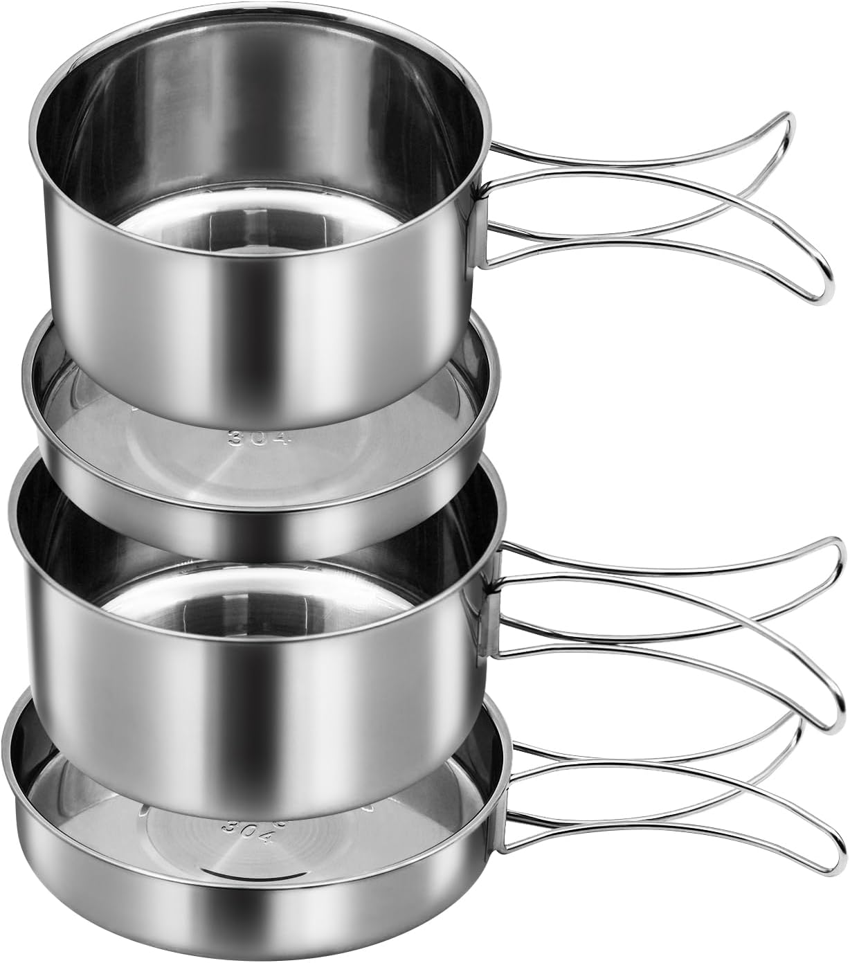18/8 Stainless Steel Camping Cook Pot Set of 4 pcs, Camping Messware Kit, Camping Cooking Set, Backpacking Camping Cookware, Picnic Camping Cooking Mess Kit 18/8 Stainless Steel Camping Cook Pot Set of 4 pcs, Camping Messware Kit, Camping Cooking Set, Backpacking Camping Cookware, Picnic Camping Cooking Mess Kit