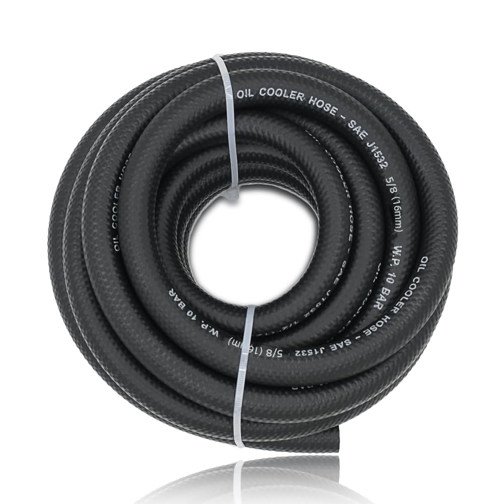 5/8 Transmission Oil Cooler Hose - 300 PSI Fuel Line Hose J1532 For Transmission Fluid, Oil, Coolant, Diesel, Hydraulic Fluid, Lubricant, Gas 5FT
