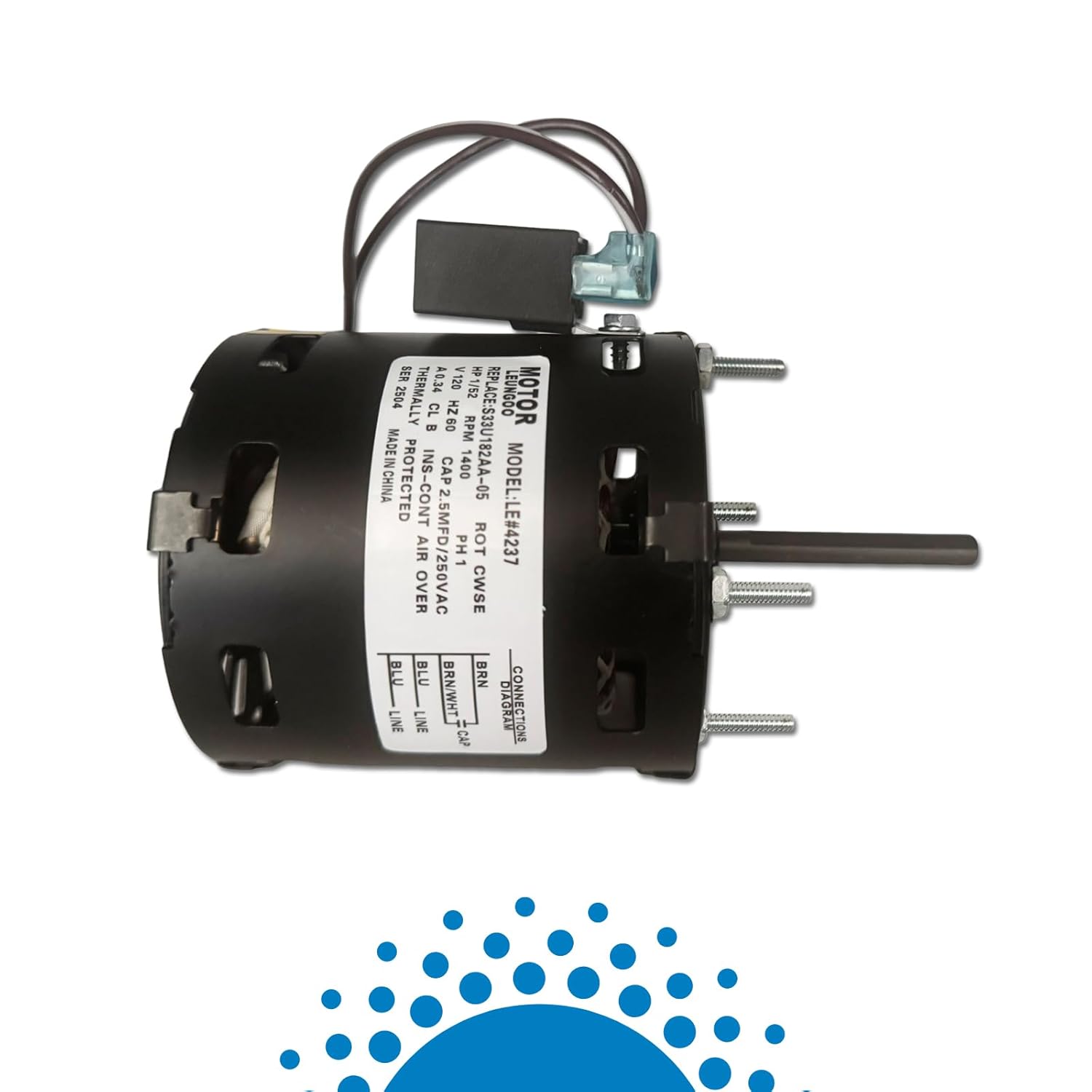 AA-4237 Fan Motor Replaces Aprilaire humidifier Blower Motor Part Number 4237 for Series 700, 760 and 768, 3.3 inch 1/52HP 1400RPM 120V 60HZ CWSE Rotation