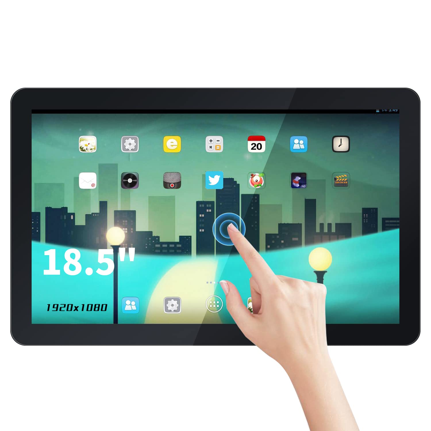 TouchWo 18.5 inch Android 11 Touchscreen Monitor Tablet, 16:9 FHD 1080P, WiFi & BT, Built-in Speakers, RK3568 4GB RAM & 32GB ROM, Smart Board for