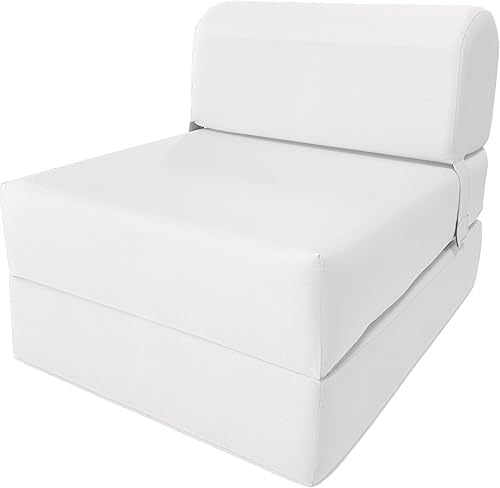 D&D Futon Furniture. Cama plegable de espuma para silla, sofá estudio, colchón de espuma plegable para invitados (6 x 24 x 70 pulgadas, blanco)