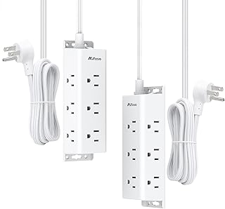 Power Strip Surge Protector 2 Pack - Flat Plug Power Strip with Wall Mounting Holes, 5FT Extension Cord with Multiple Outlets, Overload Surge Protection for Home Office White