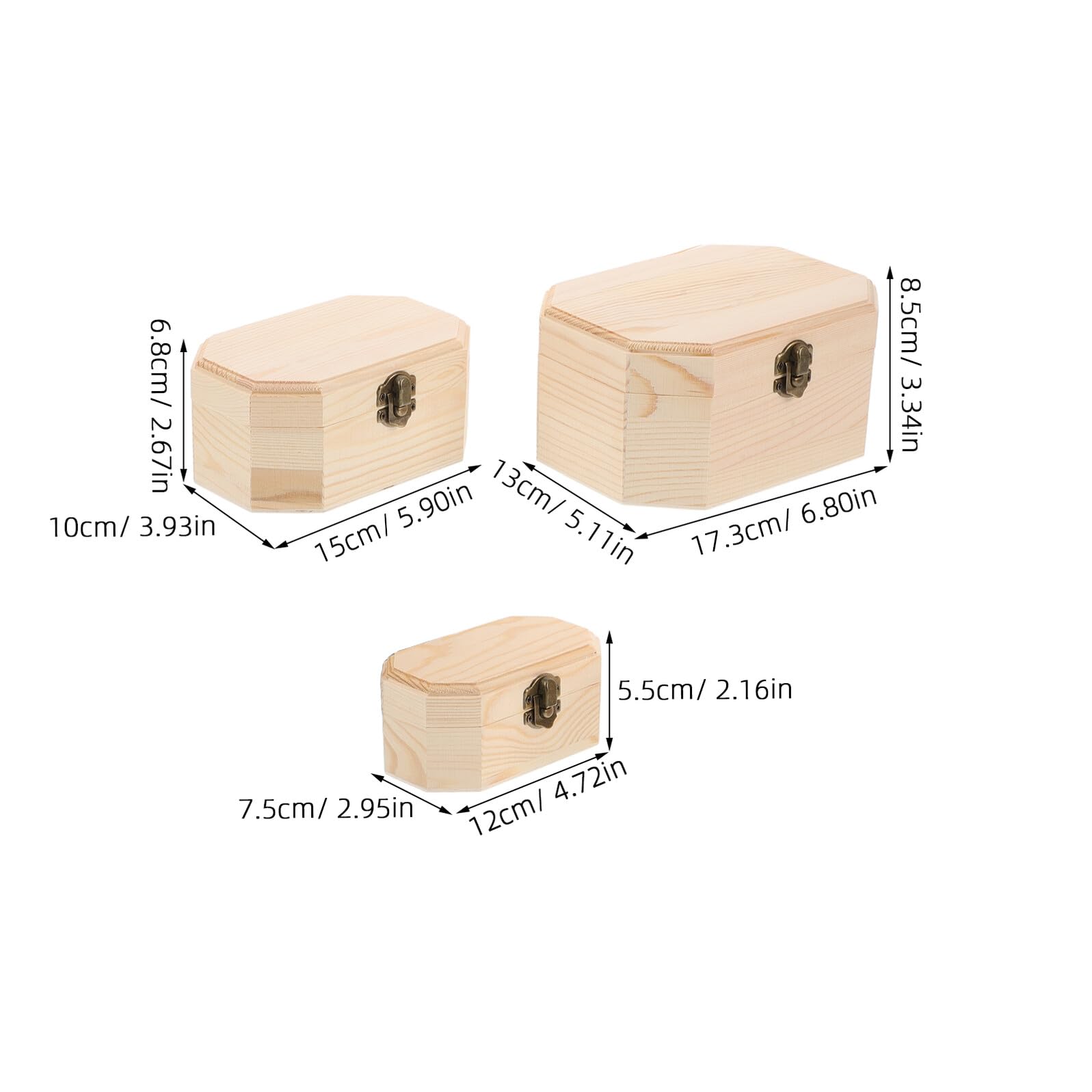Gatuida 3 Piezas Joyero de Madera Caja de Madera para Joyería Vintage Hecha Mano para Guardar Anillos de Boda y Objetos para Regalos