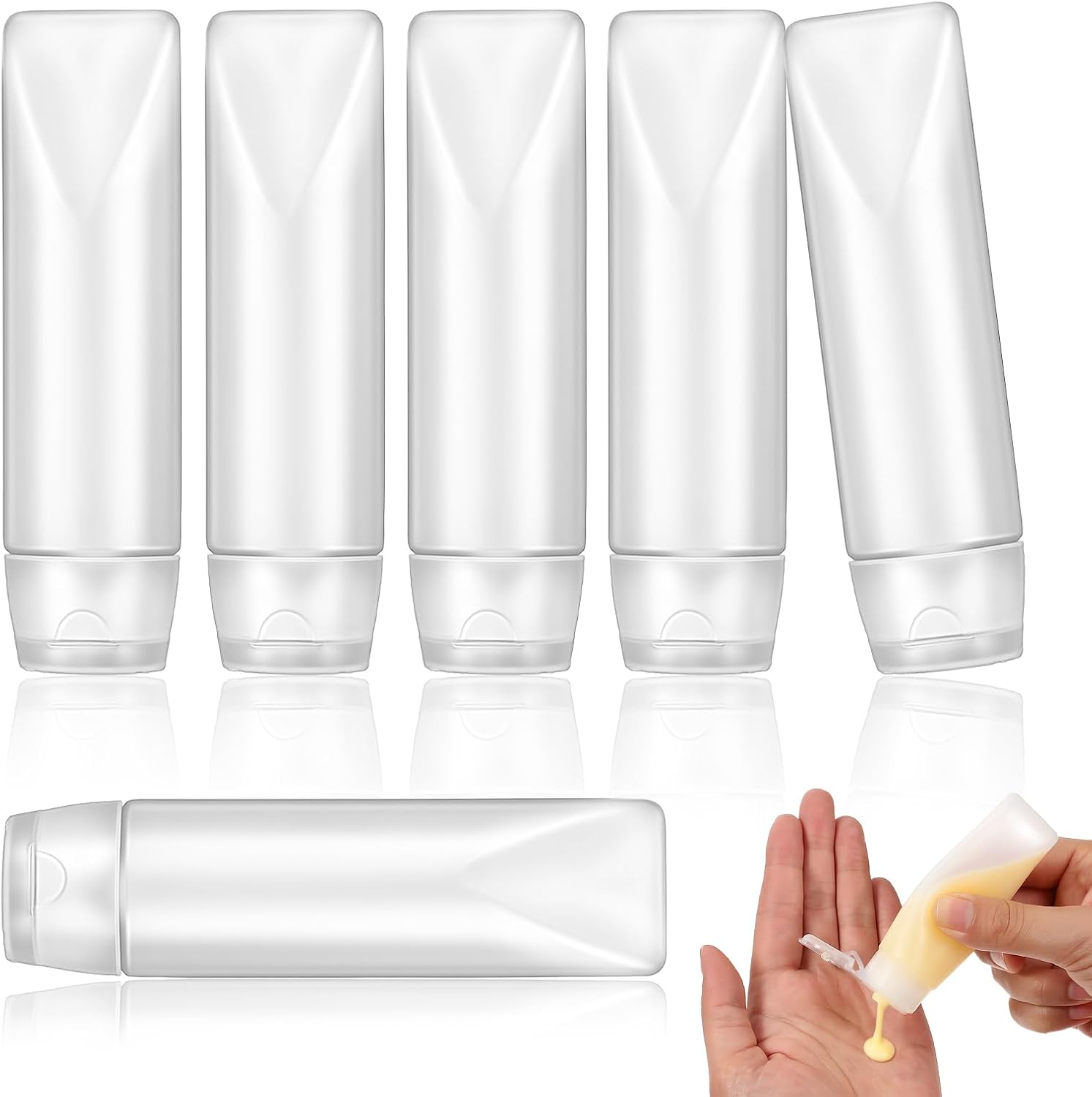 6 Pcs 1 oz Travel Bottles Empty Refillable Toothpaste Tubes Leak Proof Empty Squeeze Tubes Travel Toothpaste Container for Toiletries BPA Free Refillable Tube Squeeze Bottle PE Travel-Size Bottles