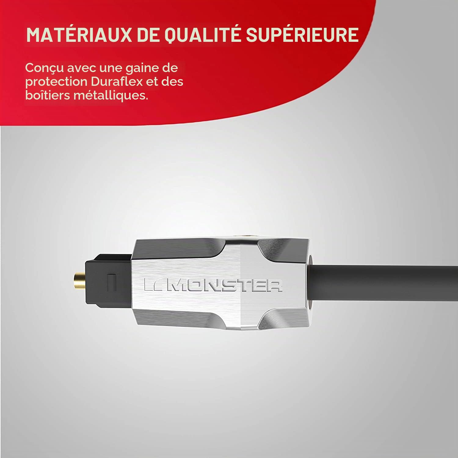 MONSTER M1000 Câble fibre optique 3 m, câble en fibre optique, son surround, câble audio numérique, transmission optimale du signal, câble pour home cinéma, amplificateur, consoles de jeux, lecteur