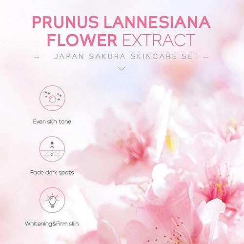 Miniatura 6 de Set de cuidado de la piel Sakura Skin Care Sets & Kits - Conjuntos de regalo para mujer con limpiador, suero, crema para ojos, crema de esencia,