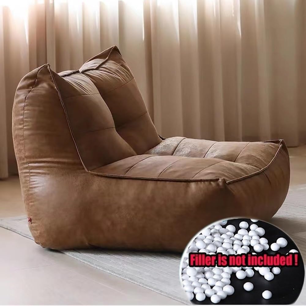 SXBCyan Bean Bag Chairs Cover (No Filler) Faux Leather Pouf Sofa Cover for Adults Big Luxury Lazy Beanbag Lounge Chair Dorm Chairs Floor Seating