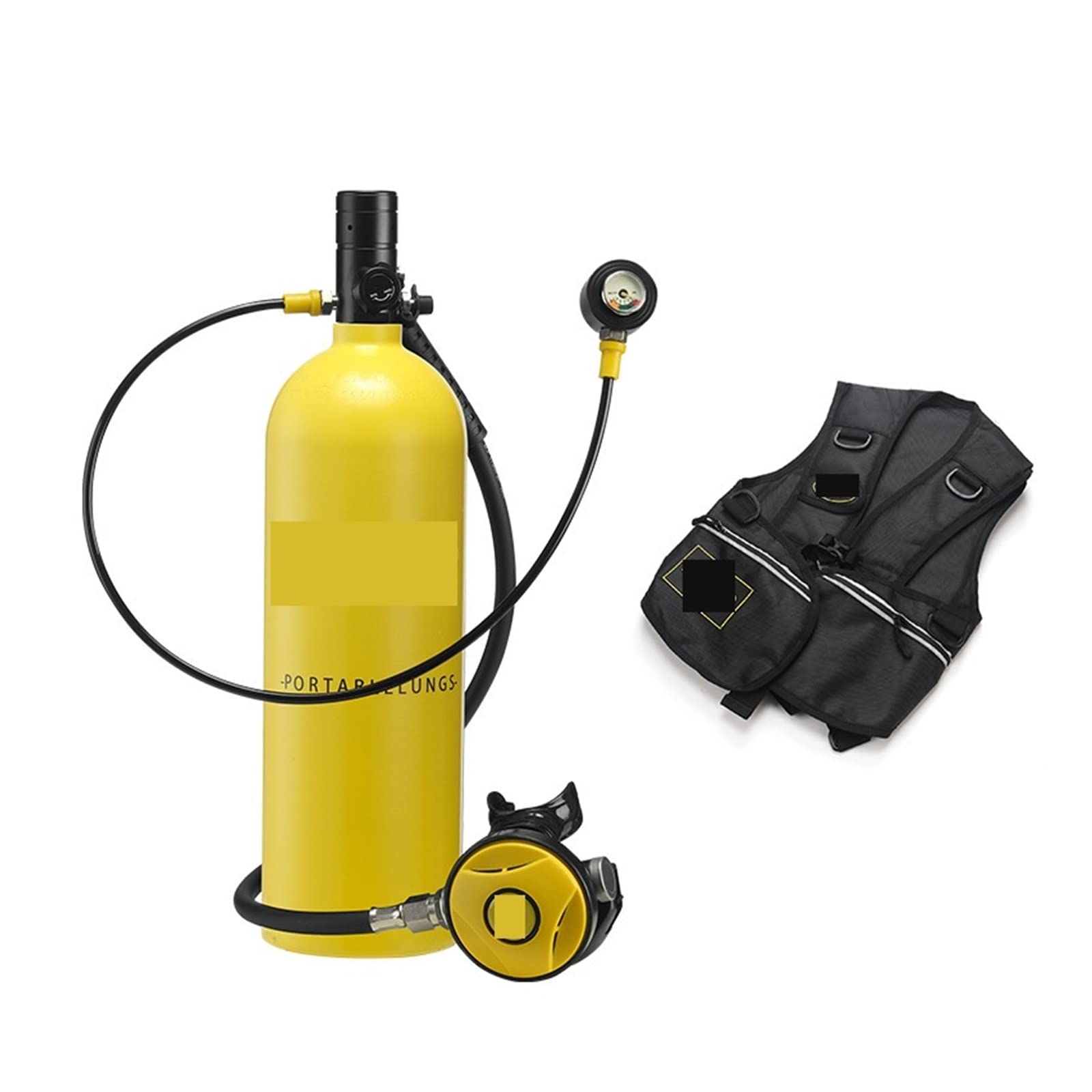 Portable Dive Cylinder, 2L Diving Rebreather Equipment Portable(Blackhead in Yellow Bottle)