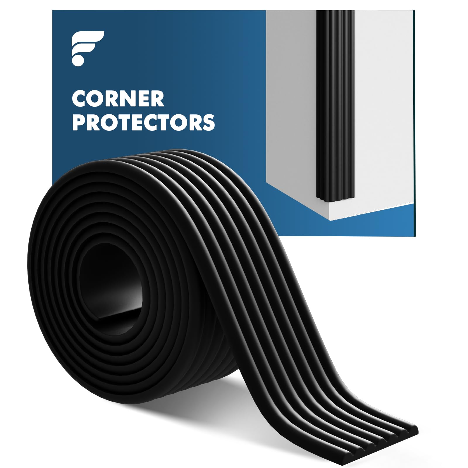shinfly 5m Baby Proofing Edge & Corner Protectors, Foam Protection Edges with Upgraded Adhesive, W-Shaped Guards, Anti-Collision Foam Padding for Kids, Furniture, Tables, Beds & Fireplaces - Black — image 1